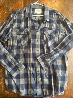Joules Navy and Gray Check Flannel Button-Down Shirt